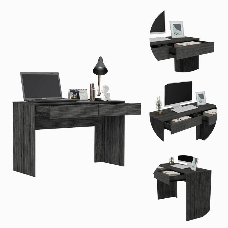 2-Drawer Computer Desk with wood legs