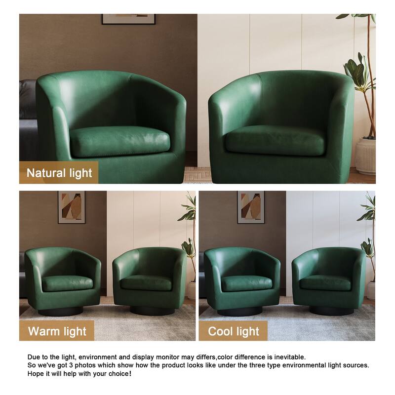 2 Set Round Barrel Chair 360-Degree Swivel Accent Chairs