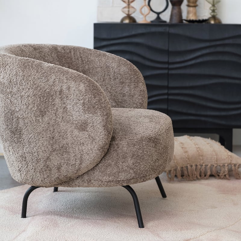 Soft Boucle Fabric Upholstered Chair with Metal Legs - 30.7"L x 29.9"W x 28.0"H