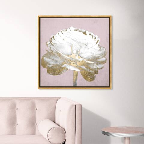 Oliver Gal Floral and Botanical Wall Art Framed Canvas Prints 'Blush Gold Luxe Flower' Florals - White, Gold