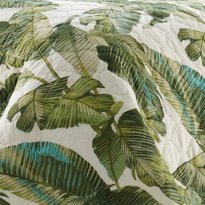 Tommy Bahama Fiesta Palms Green Cotton Reversible Quilt Set