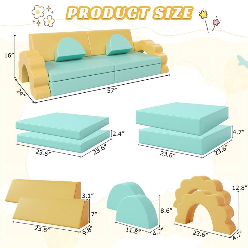 Foam Climbing Blocks Convertible Sofa ,Kids Play Couch, Indoor Climbing Structure for Toddlers, Infant, Kids, Pre-school