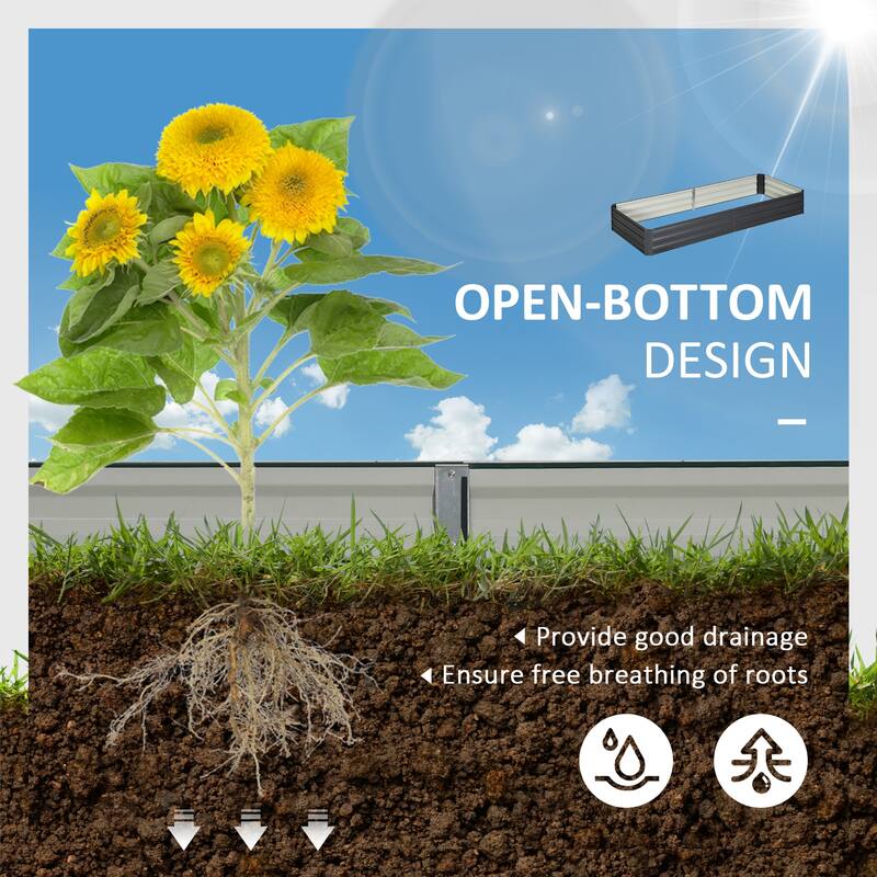 Outsunny Galvanized Raised Garden Bed, Metal Planter Box