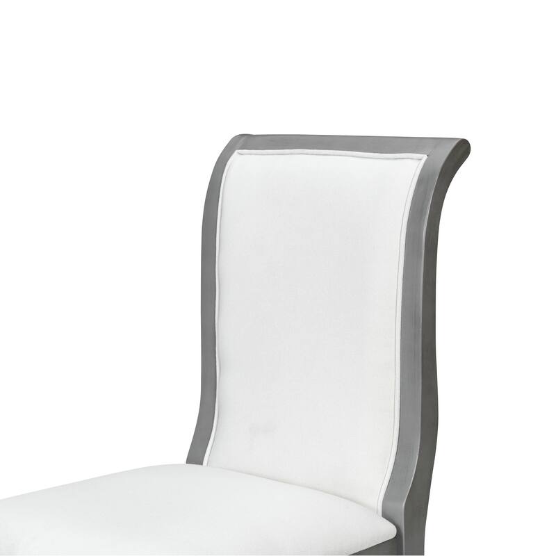 Fabric Upholstered Dining Chairs Set of 2, Ergonomic Armless Side Chair, Kitchen Side Chairs with Curved Backrest & Wood Legs