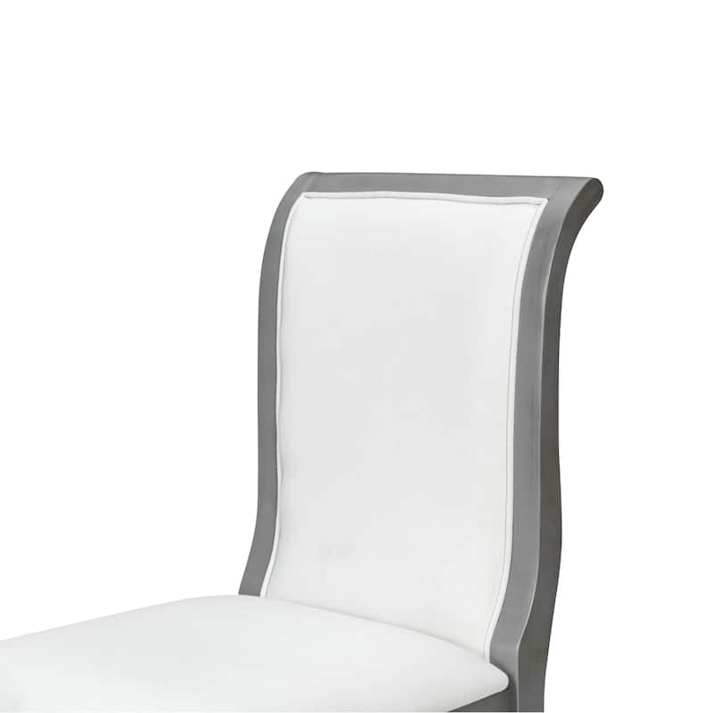 Finish Upholstered Dining Chairs Set Of 2-Traditional Elegant Fabric Side Chairs With Curved Lines,Solid Hardwood Frame