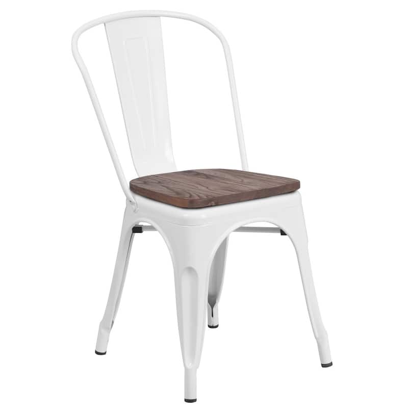 Wood Seat/ Galvanized Steel Stackable Chair (Set of 4) - 18"W x 20"D x 33"H