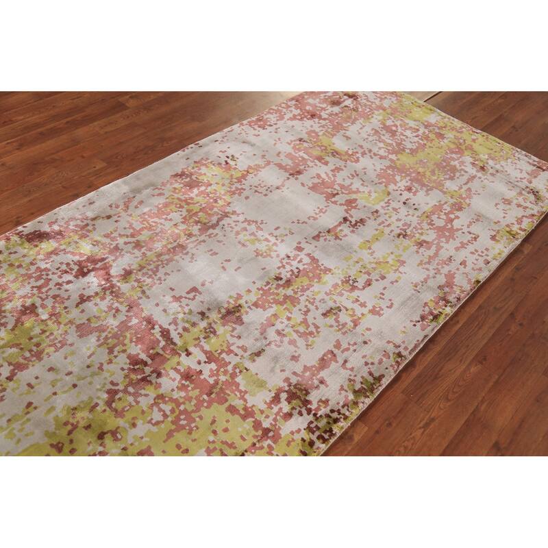 Abstract Modern Area Rug Hand-Knotted Wool Carpet - 3'9"x 7'6"