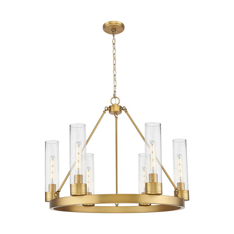Innovations Lighting Downtown Urban - Boreas - 6 Light 29" Chandelier with 11" Shades - Brushed Brass/Seedy
