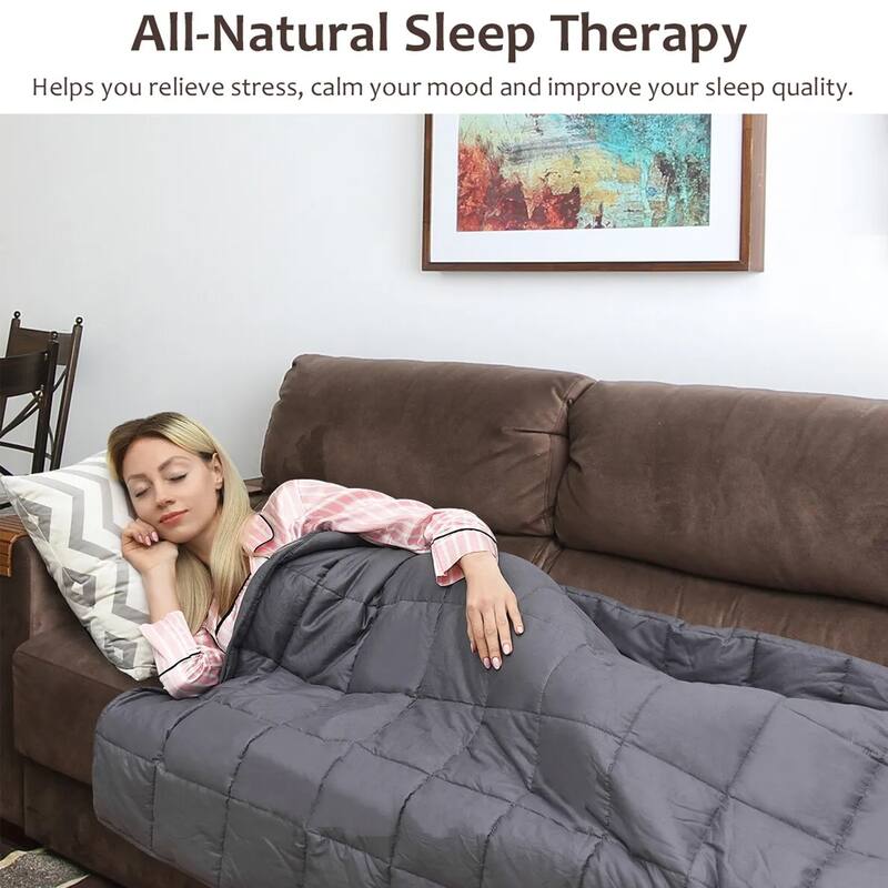 King Size Weighted Blankets Cotton W/ Glass Beads Dark Grey On Sale