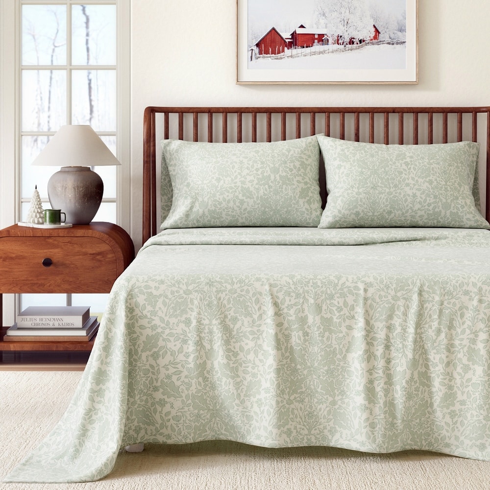 Linery & Co. Ultra-Soft Turkish Cotton Flannel Winter Floral Print Sheet Set