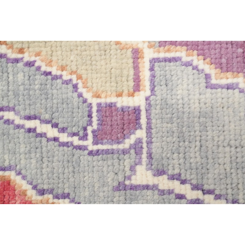 Hand Knotted Oriental 100% Wool Carpet Transitional Geometric Purples Oushak Area Rug - 7' 4'' X 4' 2''