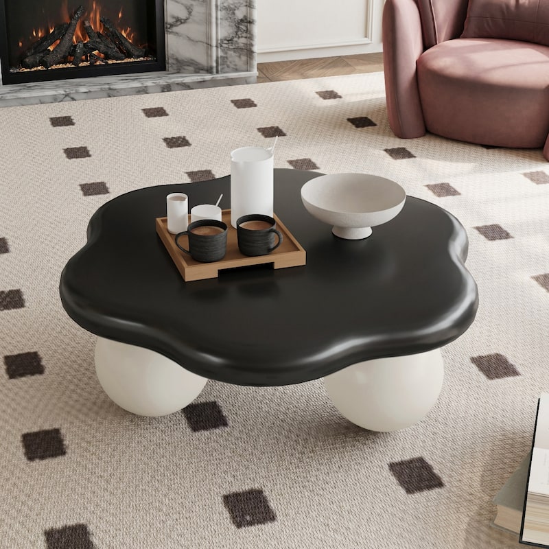 35" Cloud Shaped Modern Minimalist Coffee Table with Spherical Legs