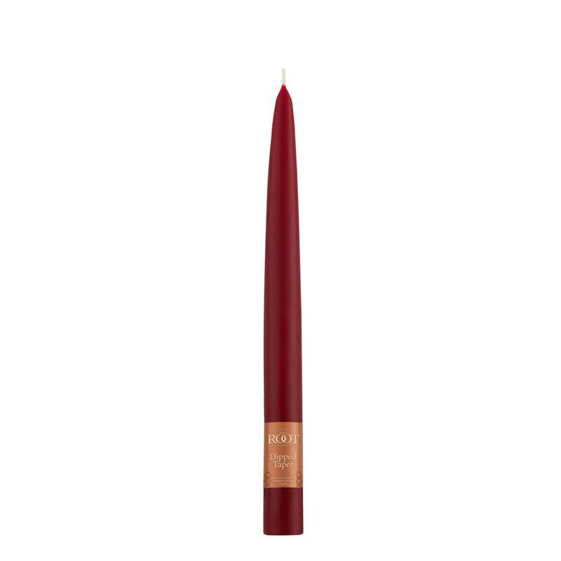 Root Candles 7978 Unscented Smooth Hand-Dipped 9-Inch Taper Candle, 12-Count, Garnet - 9"H x .88" x .88"