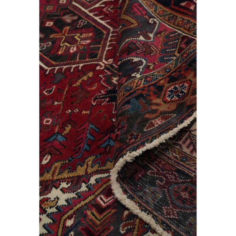 Hand Knotted Oriental 100% Wool Carpet Traditional Medallion Red Heriz Area Rug - 8' 10'' X 6' 0''