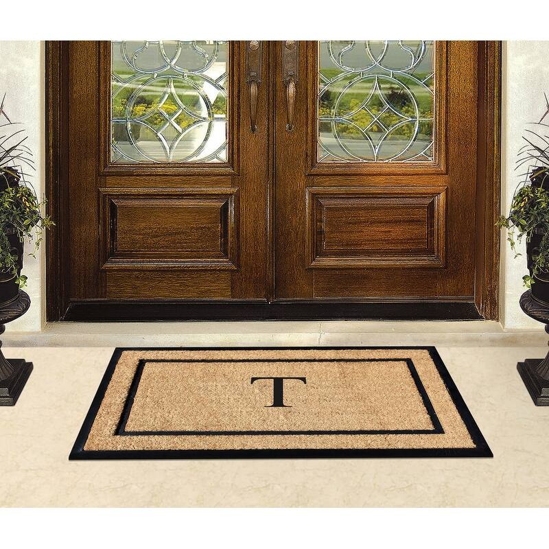A1HC Natural Coir Monogrammed Door Mat for Front Door, Durable Large Outdoor Rug, Heavy Duty Welcome Doormat - 24" X 48"