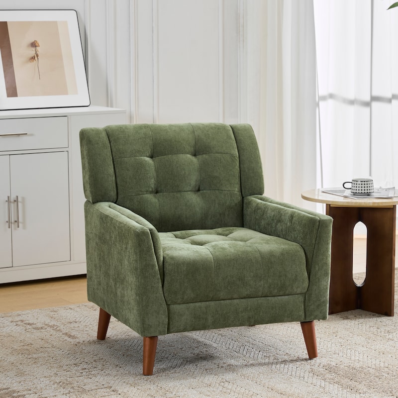 Christopher Knight Home - Candace Mid Century Modern Fabric Arm Chair - Green,Walnut