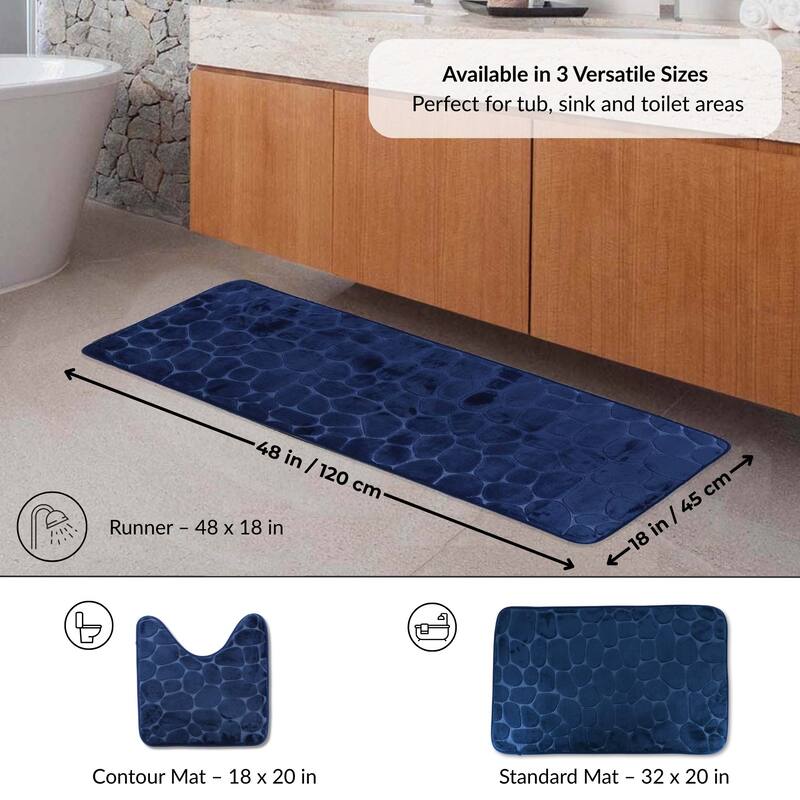 Memory Foam Runner Bath Mat Pebble Design 48x18