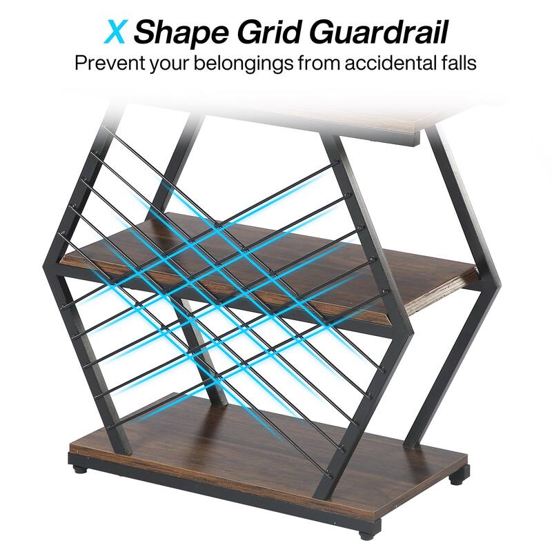 25" End Table 3-Tier Side Table with Metal Frame for Living Room Couch Side, Nightstands Bedsides Table for Bedroom