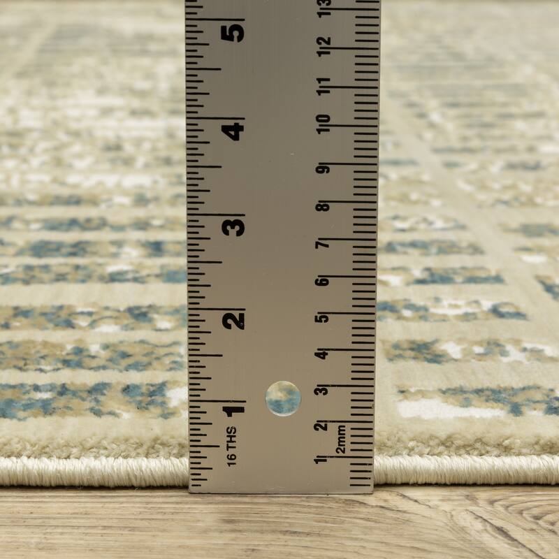 Style Haven Raphael Gridwork Beige/ Blue Mixed-Pile Rug