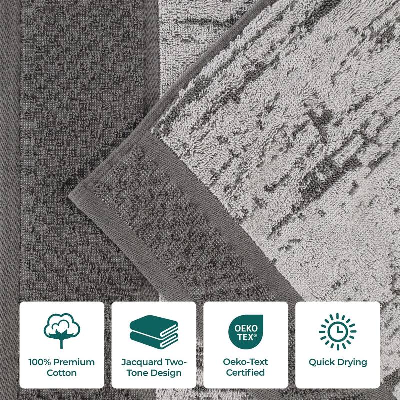Superior Lodie Cotton Jacquard Solid and Two-Toned 6 Piece Towel Set