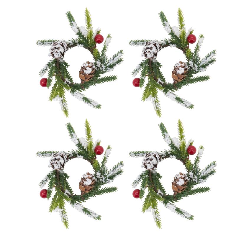 Holiday Napkin Rings With Red Berry Design (Set of 4)