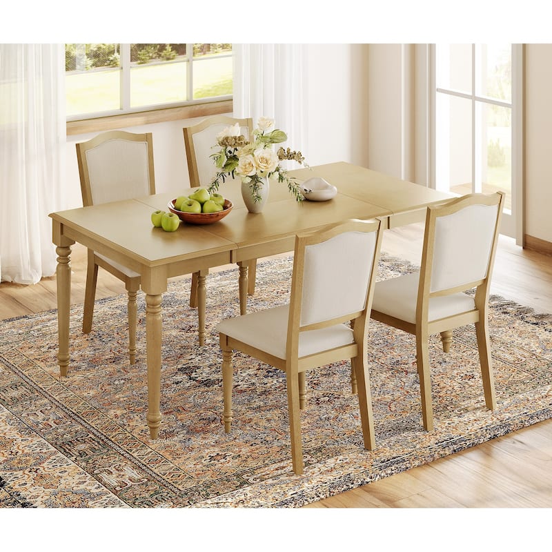 Dining Chair with Upholstered Back, Farmhouse Wood Kitchen Chairs, Oak