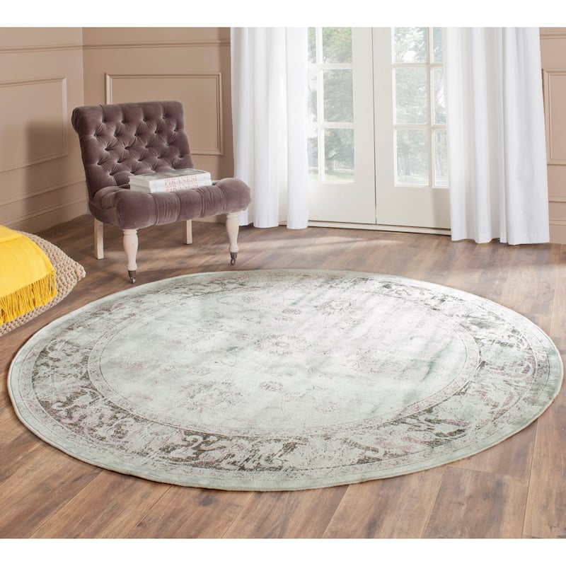 SAFAVIEH Helve Vintage Distressed Boho Oriental Area Rug - 6' Round - Spruce/Ivory