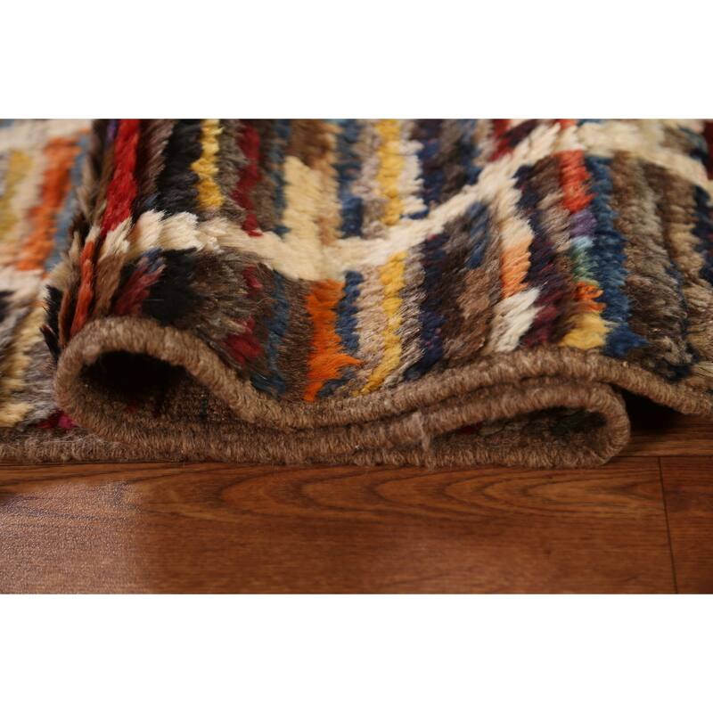 Hand Knotted Oriental 100% Wool Carpet Tribal Trellis Multi-Colored Moroccan Area Rug - 9' 10'' X 6' 5''
