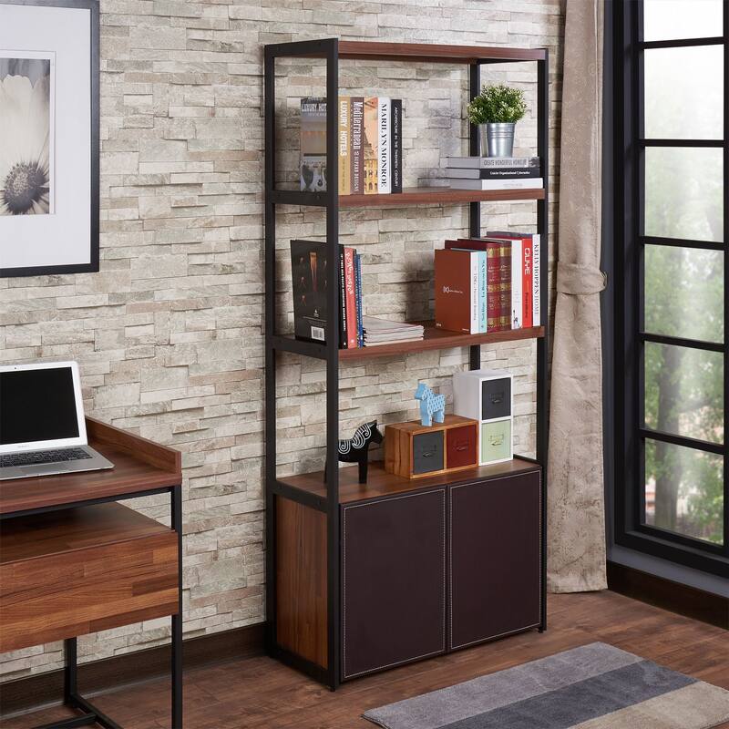 Walnut and Sandy Black Finish Bookshelf