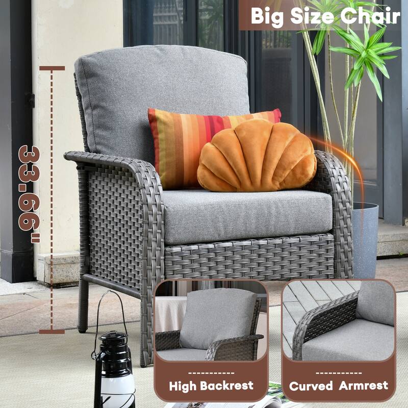 XIZZI 6-Piece Outdoor Wicker Patio Furniture Chairs Set with Coffee Table