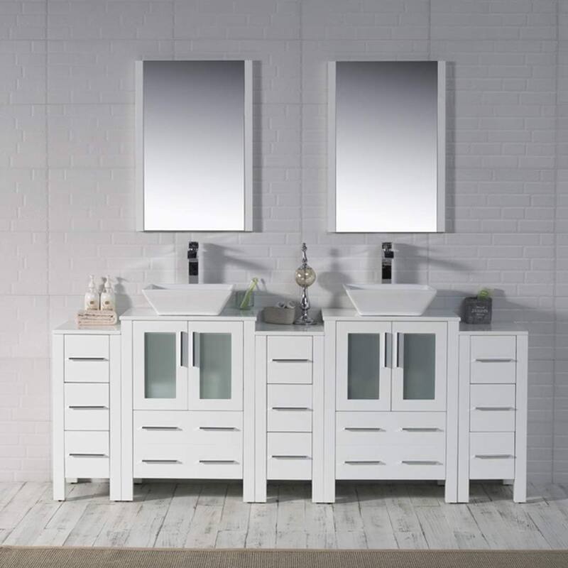 Blossom Sydney 84" Bathroom Double Sink Vanity with Cabinets & Mirrors