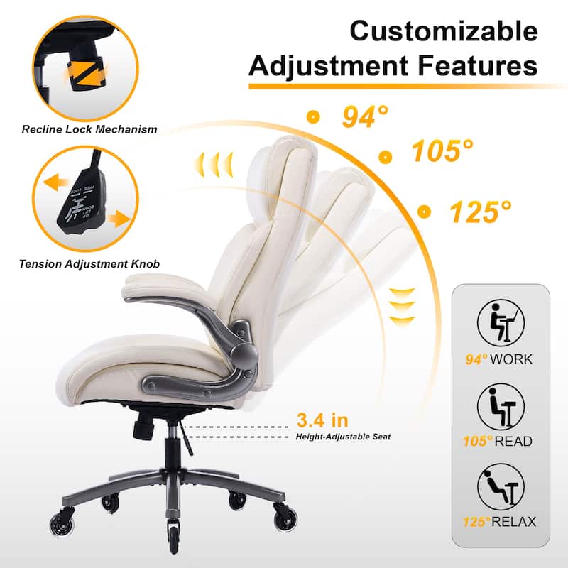 Ergonomic High-Back Office Chair in Premium Leather