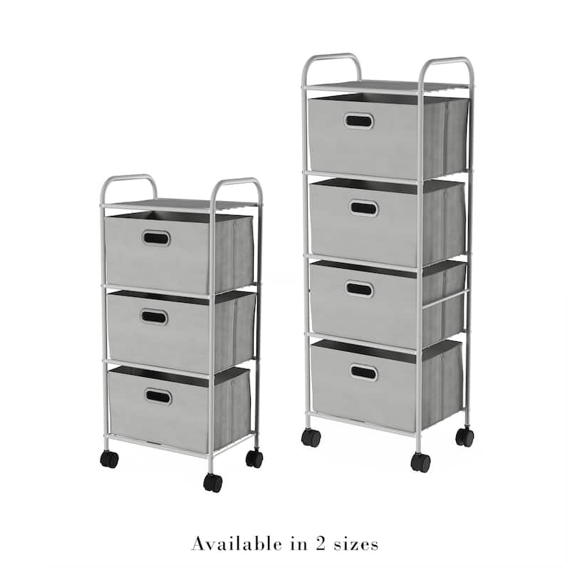 4-Drawer Fabric Dresser - Slim Clothes Storage Organizer with Wheels and Metal Frame by Lavish Home (Gray)