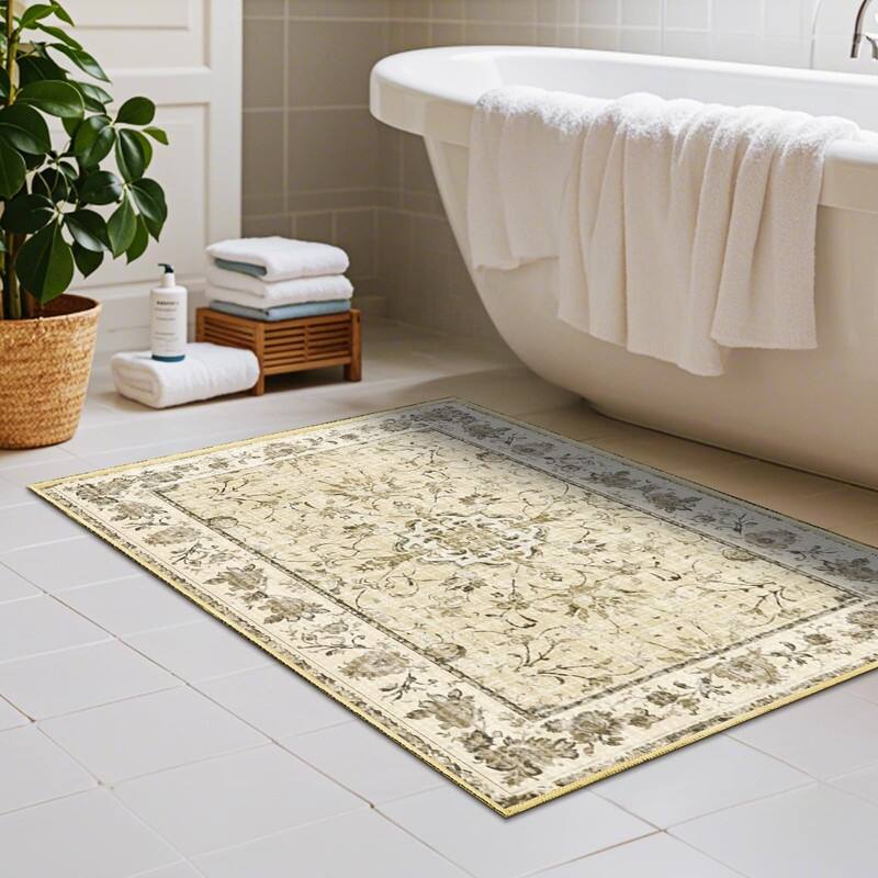Vintage Boho Area Rugs Machine Washable Non Slip Living Room Rug