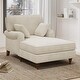 preview thumbnail 1 of 6, Roomfitters 40.5'' Chaise Lounge Chair, Oversized Indoor Sofa with Pillows and Rolled Arms, Corduroy Upholstery, Beige Beige