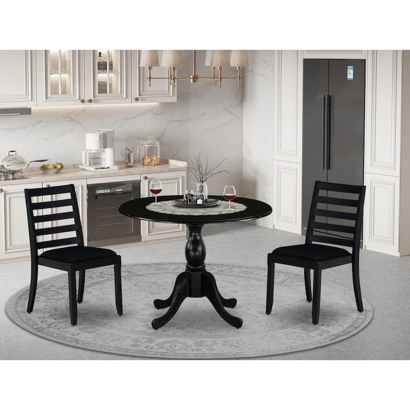 East West Furniture Dining Set Includes a Round Table and Stackable Kitchen Chairs, Black (Pieces & Seat Type Options)