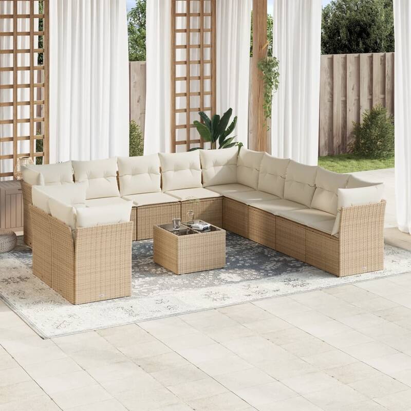 vidaXL Garden Sofa Set Beige, Cream White - 113.8 x 113.8 x 27.2