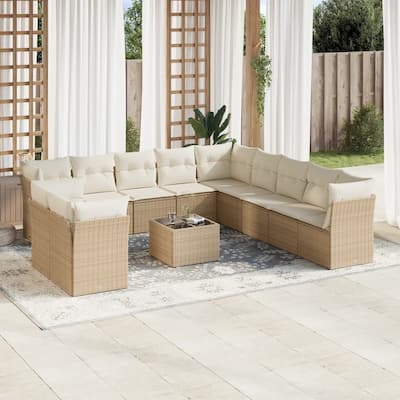 vidaXL Garden Sofa Set Beige, Cream White - 113.8 x 113.8 x 27.2