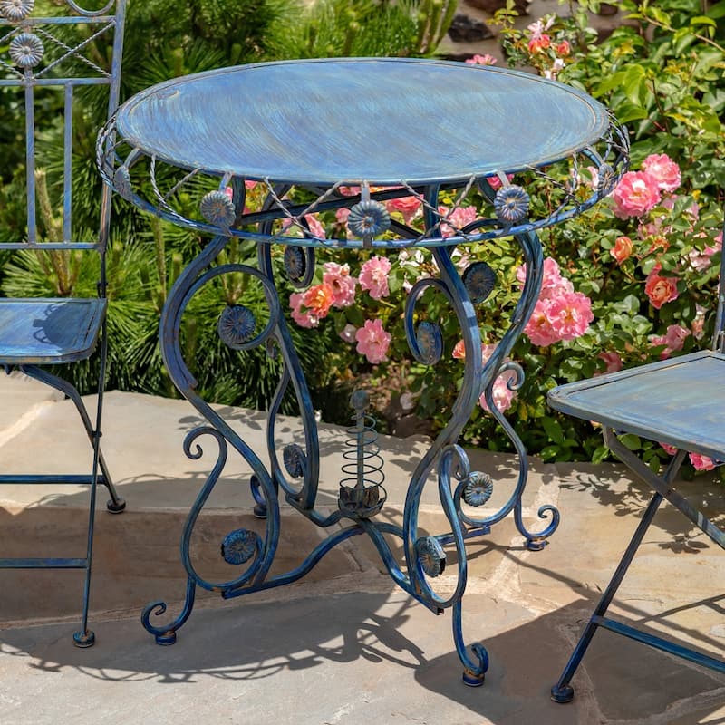 3- Piece Bistro Set with Flower Accents "Copenhagen" - 30.31" L x 30.31" W x 30.31" H.