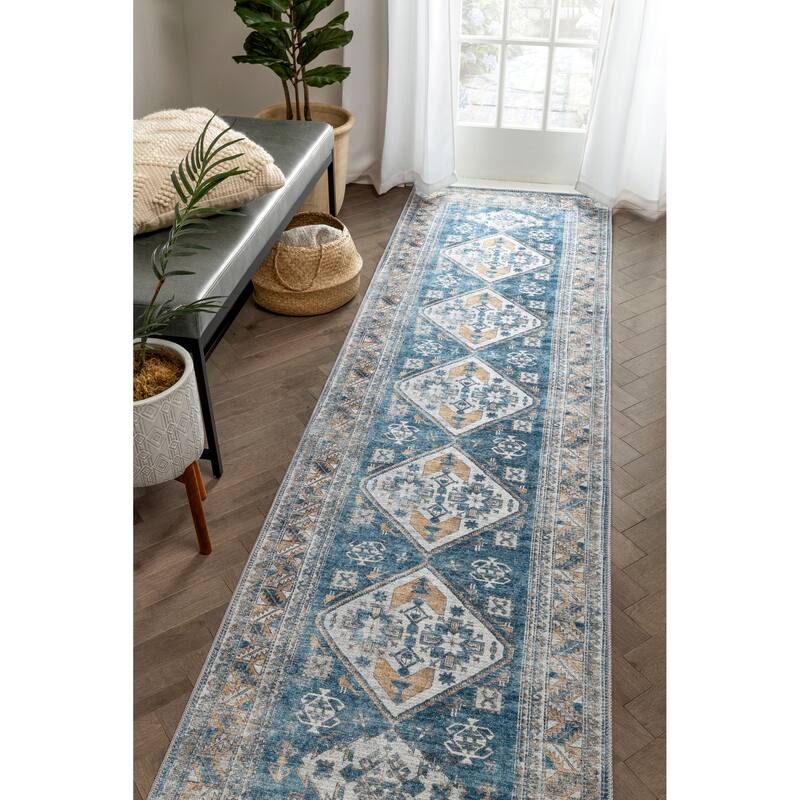 Well Woven Lotus Cartago Vintage Medallion Machine Washable Area Rug