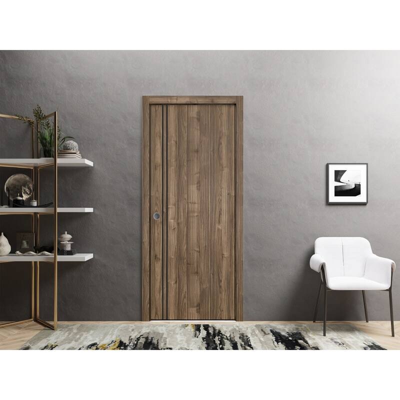 Slab Barn Door Panel 28 x 80 Planum 0016 Walnut with Sturdy Finished