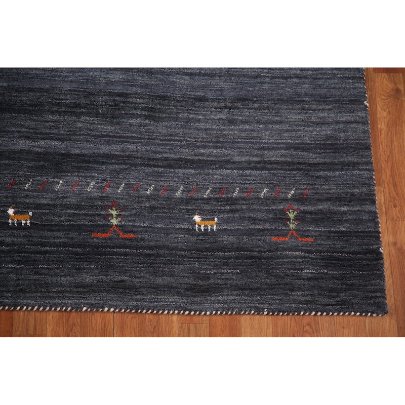 Striped Gabbeh Oriental Area Rug Handmade Wool Carpet - 8'0" x 9'9"
