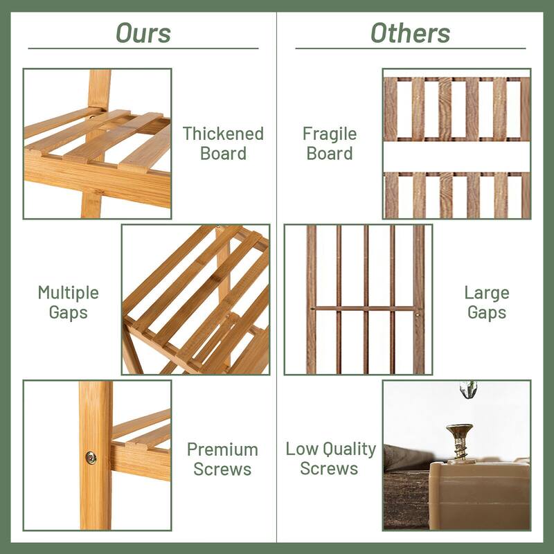 Multifunctional Bamboo Shelf Storage Organizer Rack Plant Stand