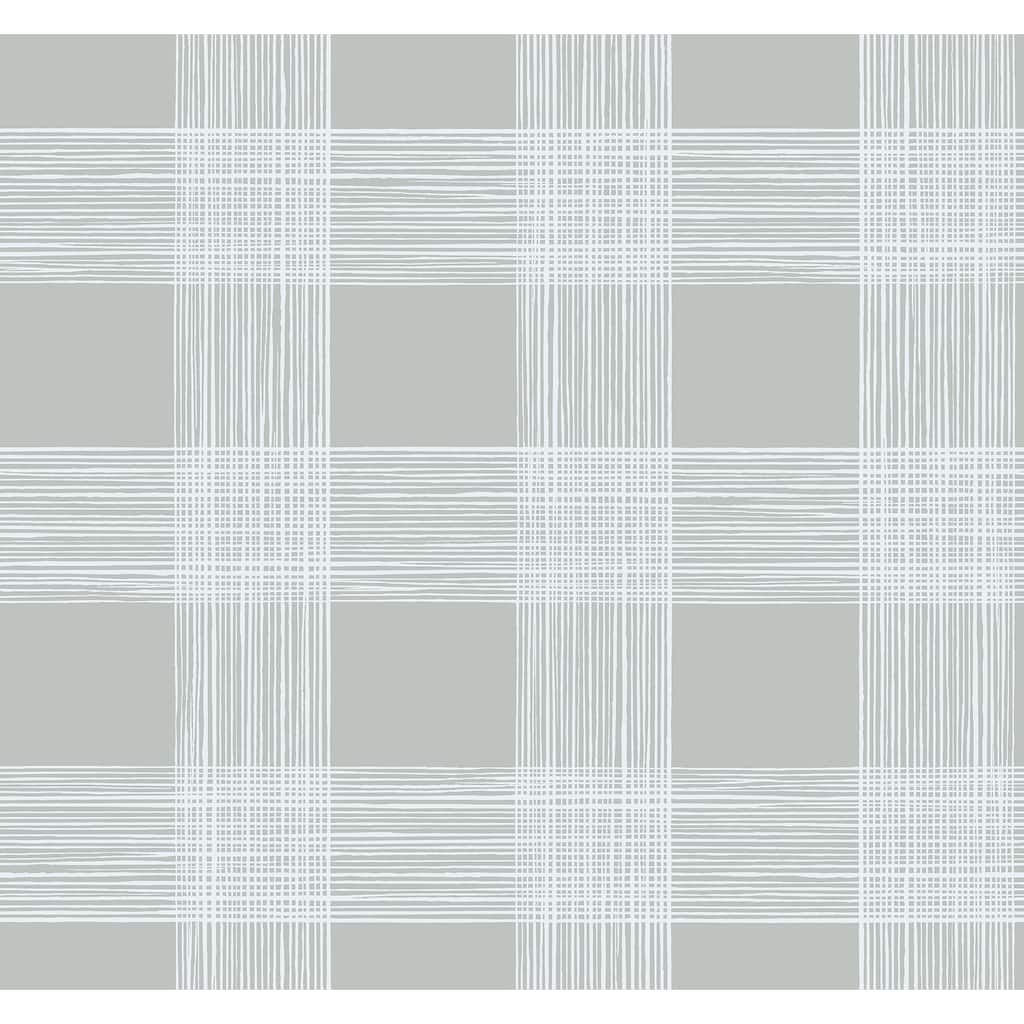 A-Street Prints Scarborough Grey Striated Plaid Wallpaper