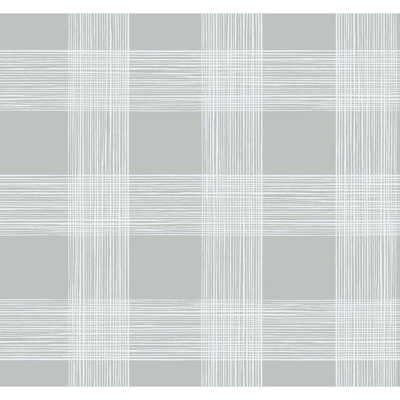 A-Street Prints Scarborough Grey Striated Plaid Wallpaper