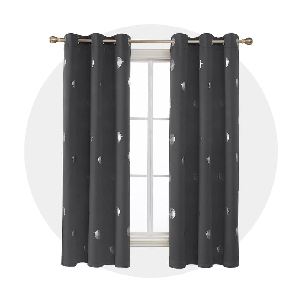 Silver Leaf Print Room Darkening 2 Panels