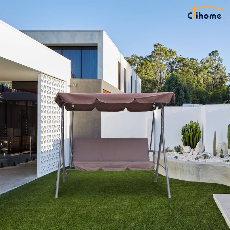 Clihome 3 Person Outdoor Porch Swing with Removable Cushions