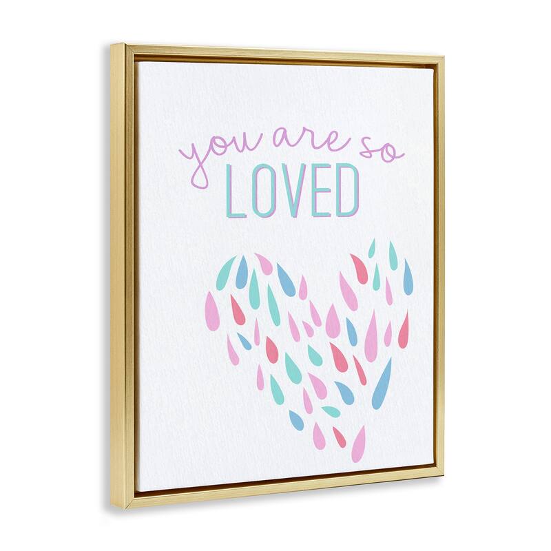 Stupell So Loved Abstract Heart Framed Floater Canvas Wall Art Design By Kim Allen