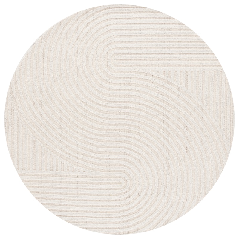 SAFAVIEH Handmade Southampton Catena Abstract Wool Rug - 6' Round - Ivory - Round