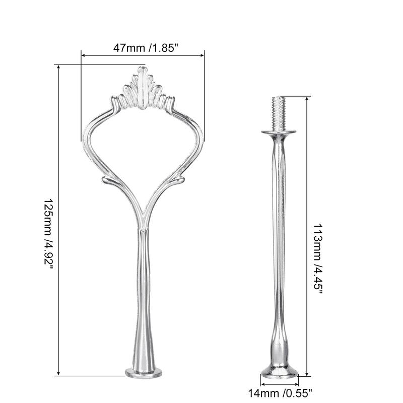 1 Set Cake Tray Stand Handle Cupcake Dessert Plate Hardware Fitting Holder Rod Stand Handle, 2-Tiers - Silver